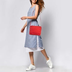 Fendi Red Zucchino Canvas and Leather Crossbody Bag