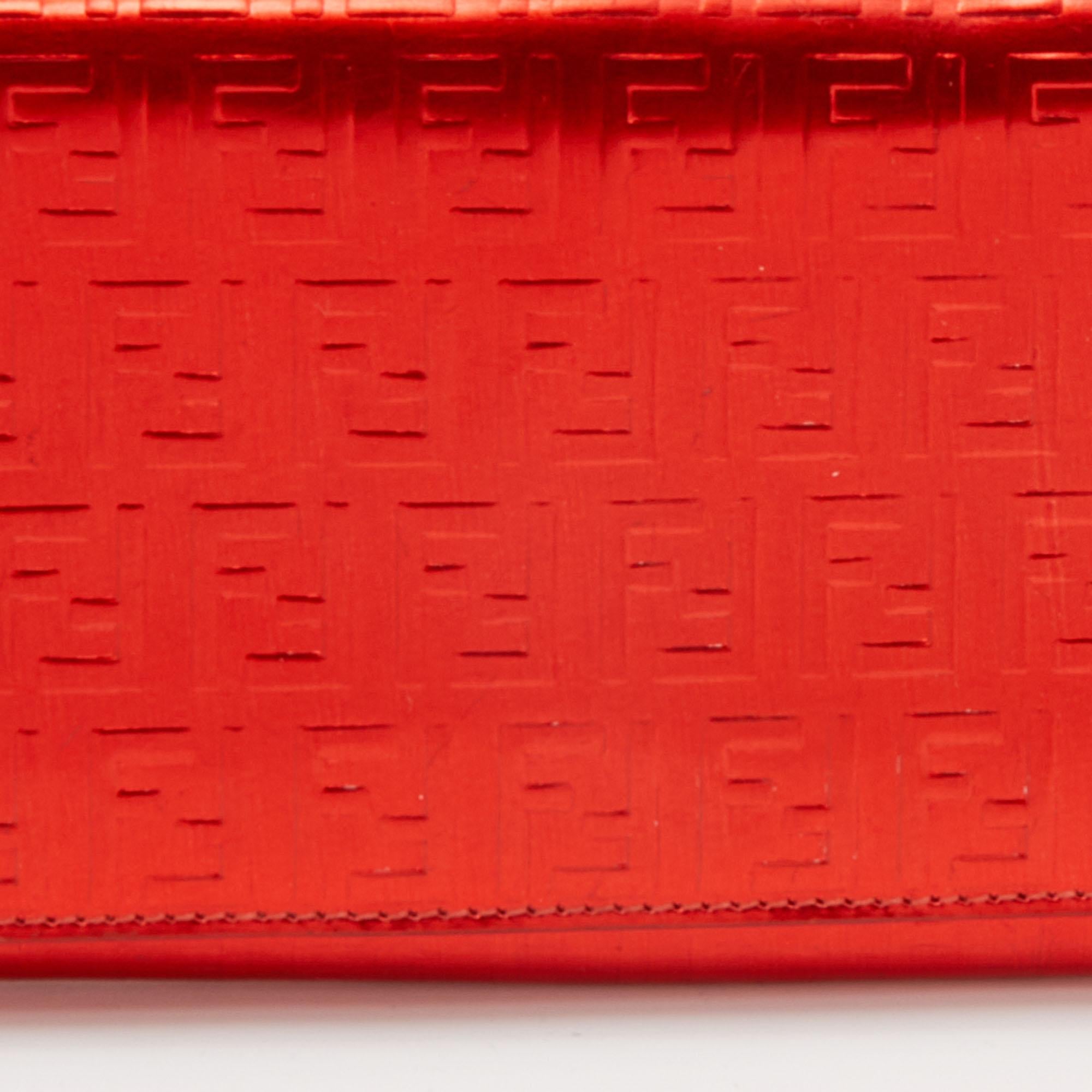 Fendi Red Zucchino Patent Leather Flap Wallet For Sale 1