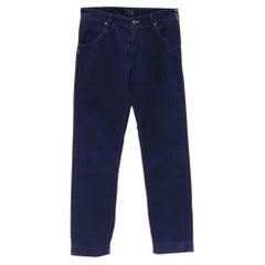 Fendi Regular-Fit Trousers in Navy Blue Corduroy
