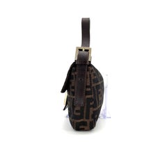 Fendi Retro Vintage Zucca FF Flap Baguette Shoulder Bag
