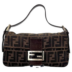 Fendi Retro Vintage Zucca FF Flap Baguette-Umhängetasche