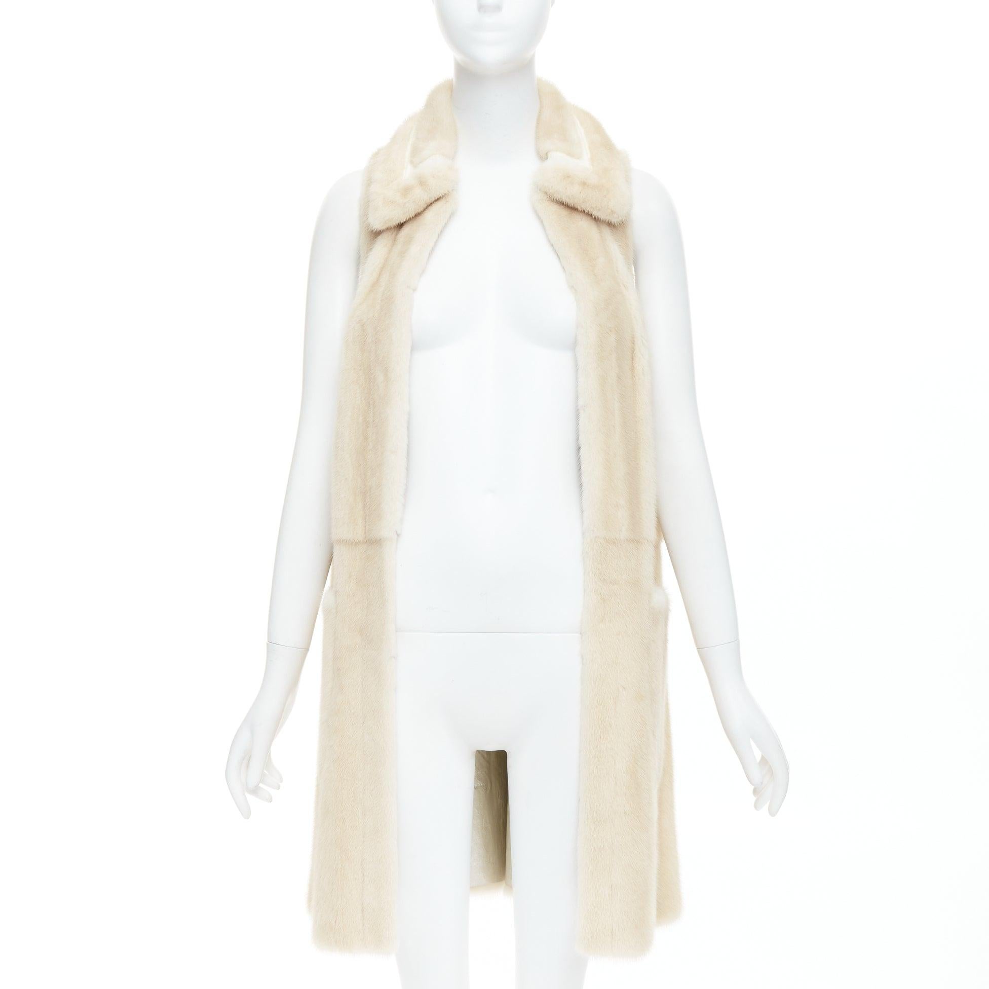 Bianco Fendi Gilet reversibile in pelliccia beige champagne oro pelle metallizzata IT36 XXS in vendita