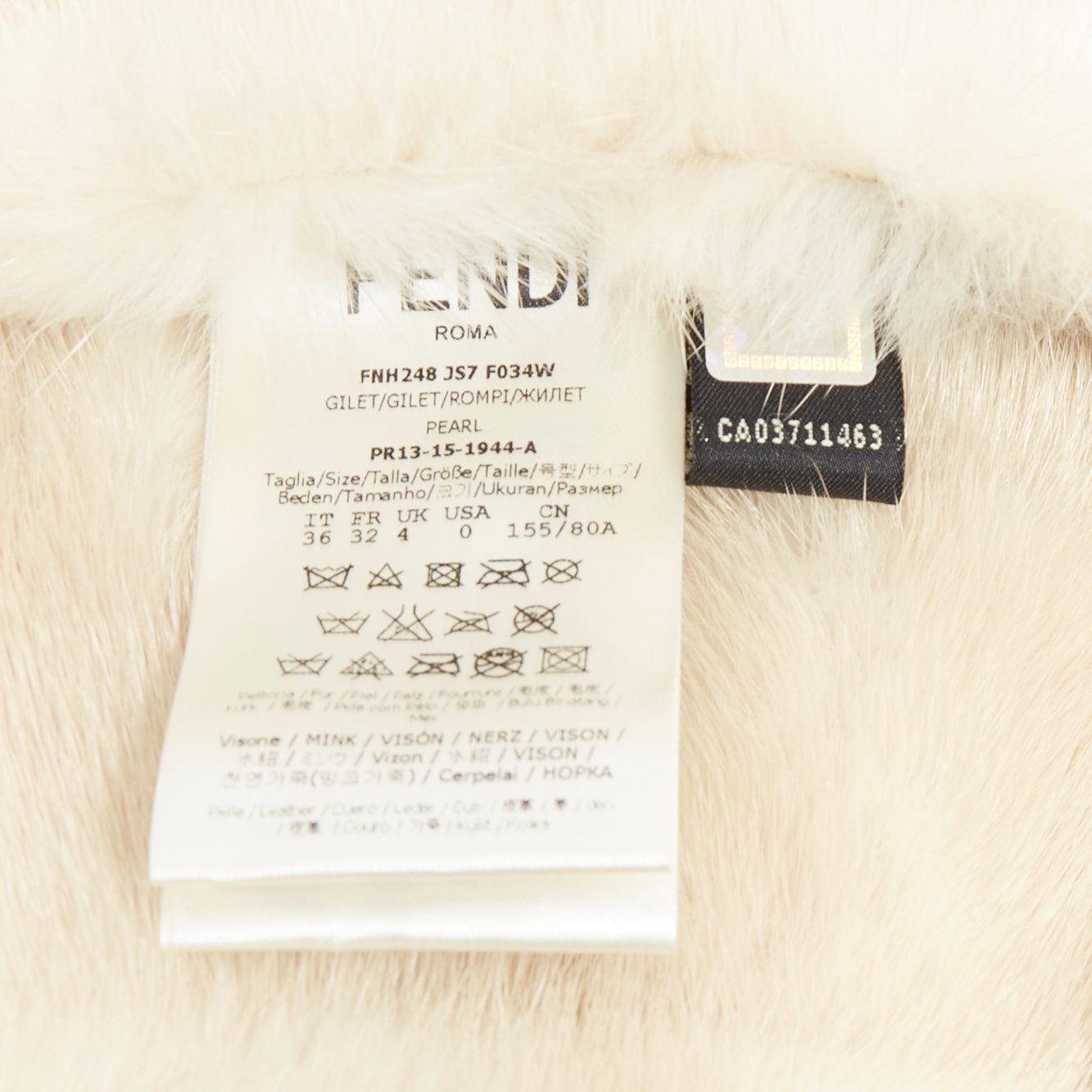 Fendi Gilet reversibile in pelliccia beige champagne oro pelle metallizzata IT36 XXS in vendita 4