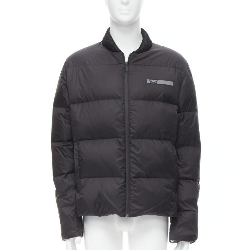 FENDI Wendbare schwarze Monster-Puffjacke aus Nylon und Gänseblümchen mit Bügelauge EU46 S (Schwarz) im Angebot