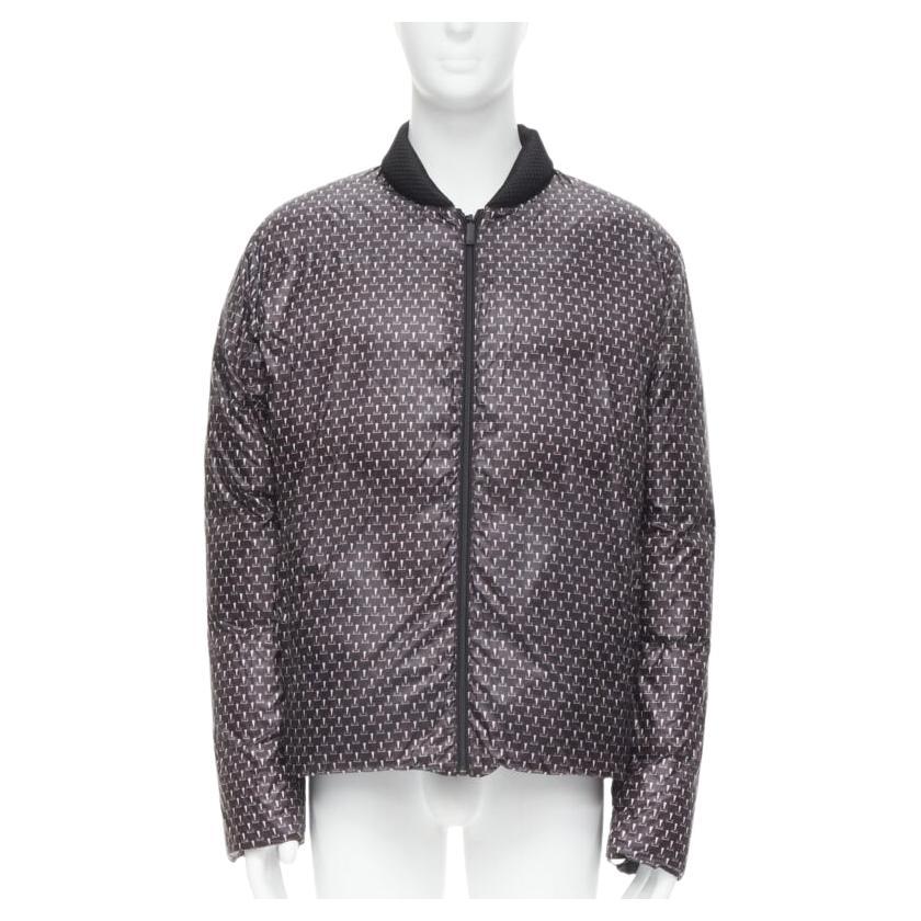 Fendi Giacca reversibile Monster Bug Eye nera in nylon con piuma d'oca EU46 S