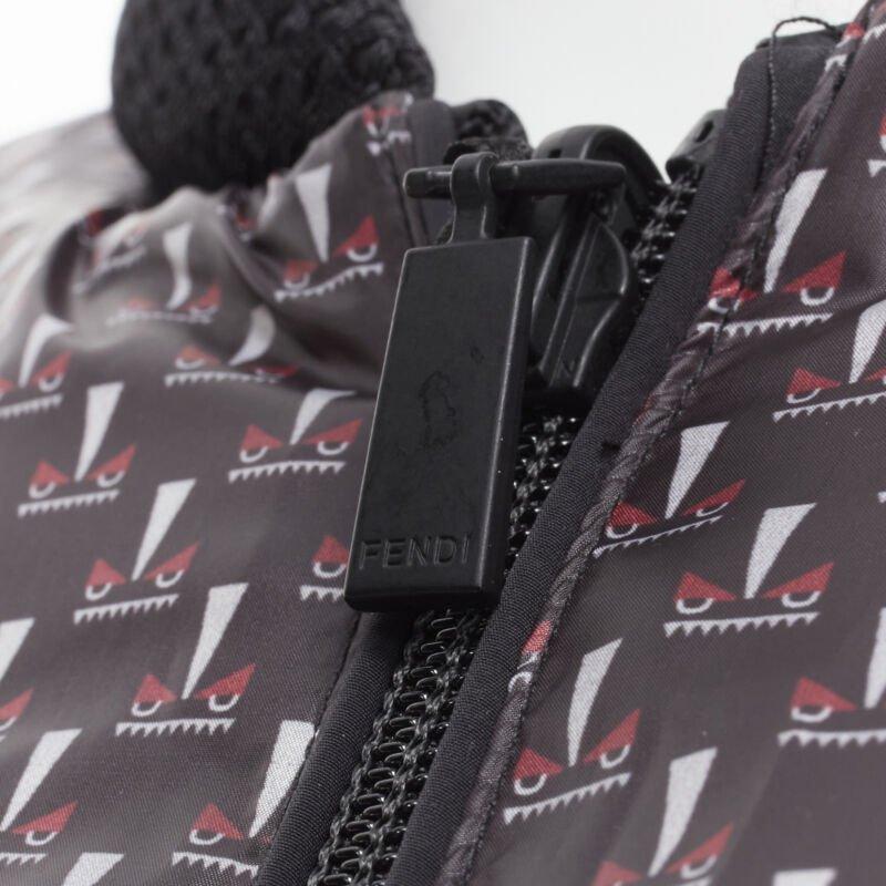 FENDI Veste polaire réversible en nylon duvet d'oie Monster Bug Eye noir EU48 M en vente 2