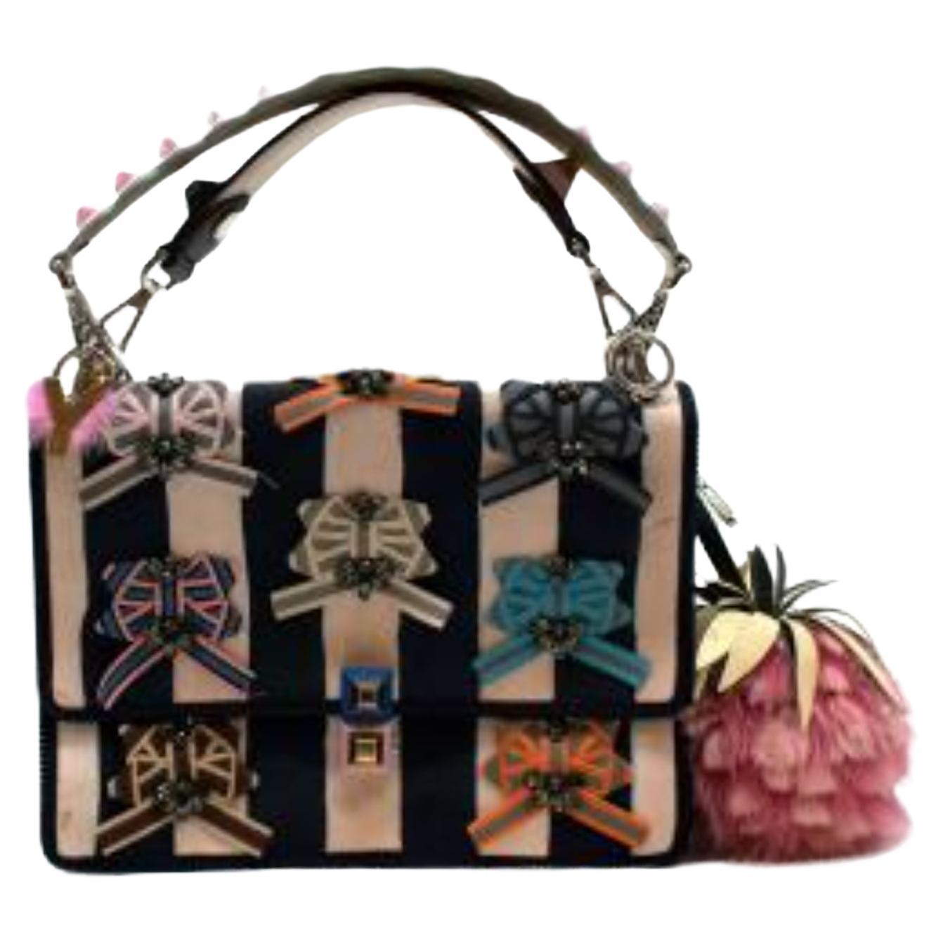 Fendi Ribbon Embellished Kan I Top Handle Bag For Sale