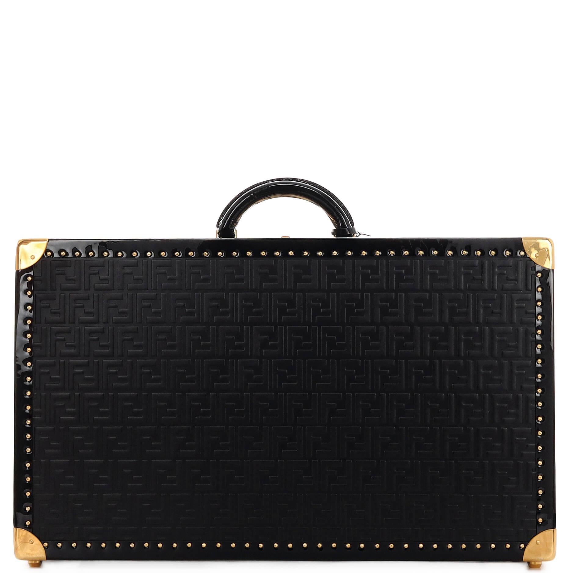 Women's or Men's Fendi Rigid Travel Trunk Zucca Embossed Leather with Patent Large