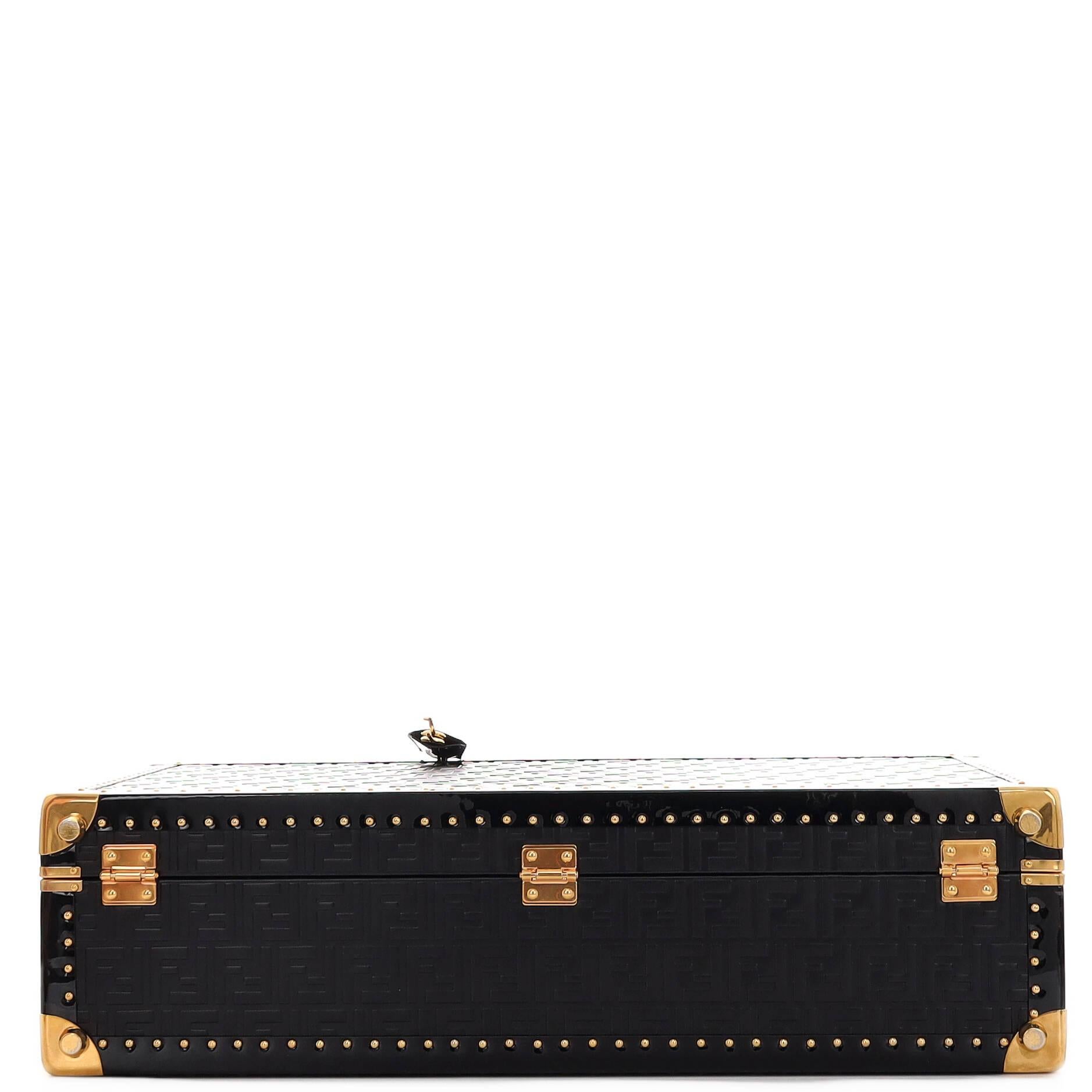Fendi Rigid Travel Trunk Zucca Embossed Leather with Patent Large 1