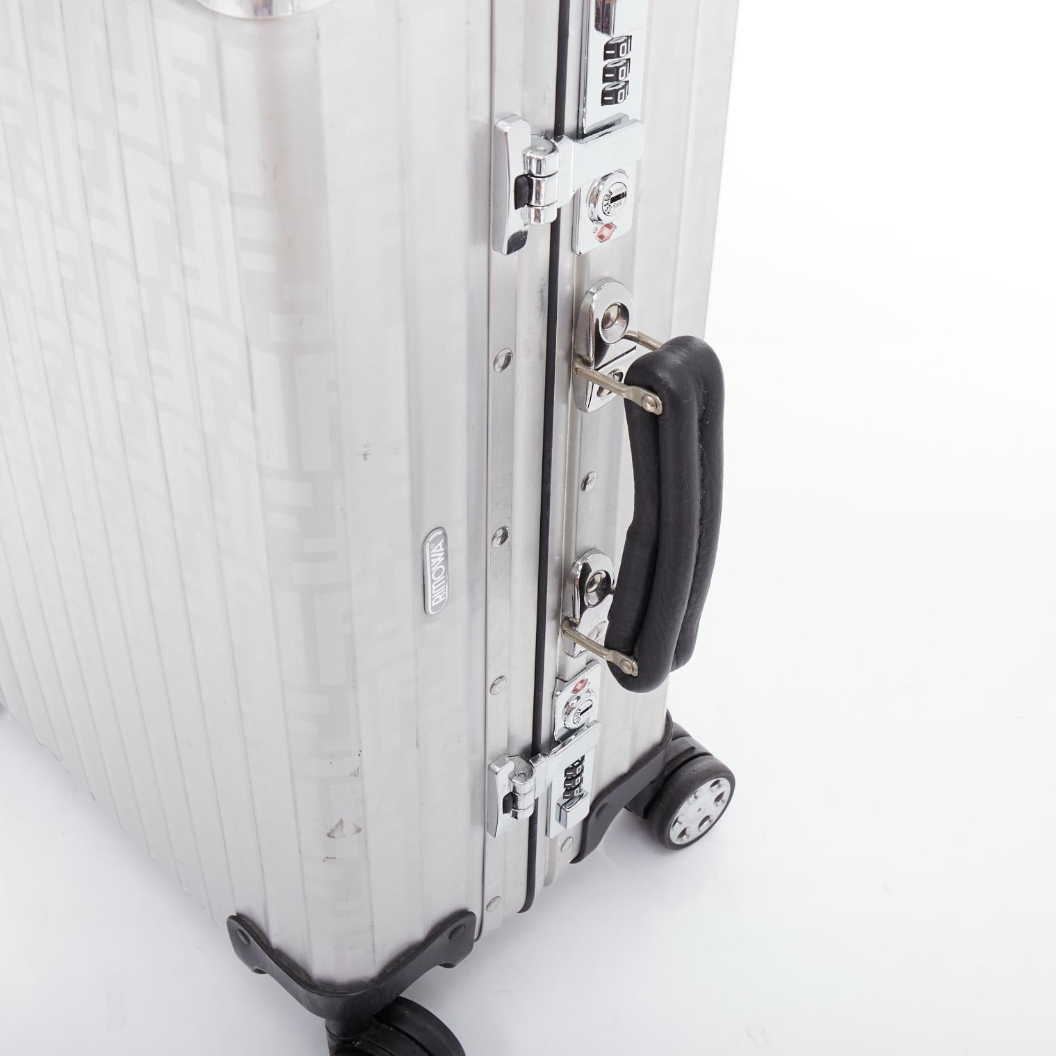 FENDI RIMOWA Cabin Size Zucca monogram silver aluminium trolley suitcase 6