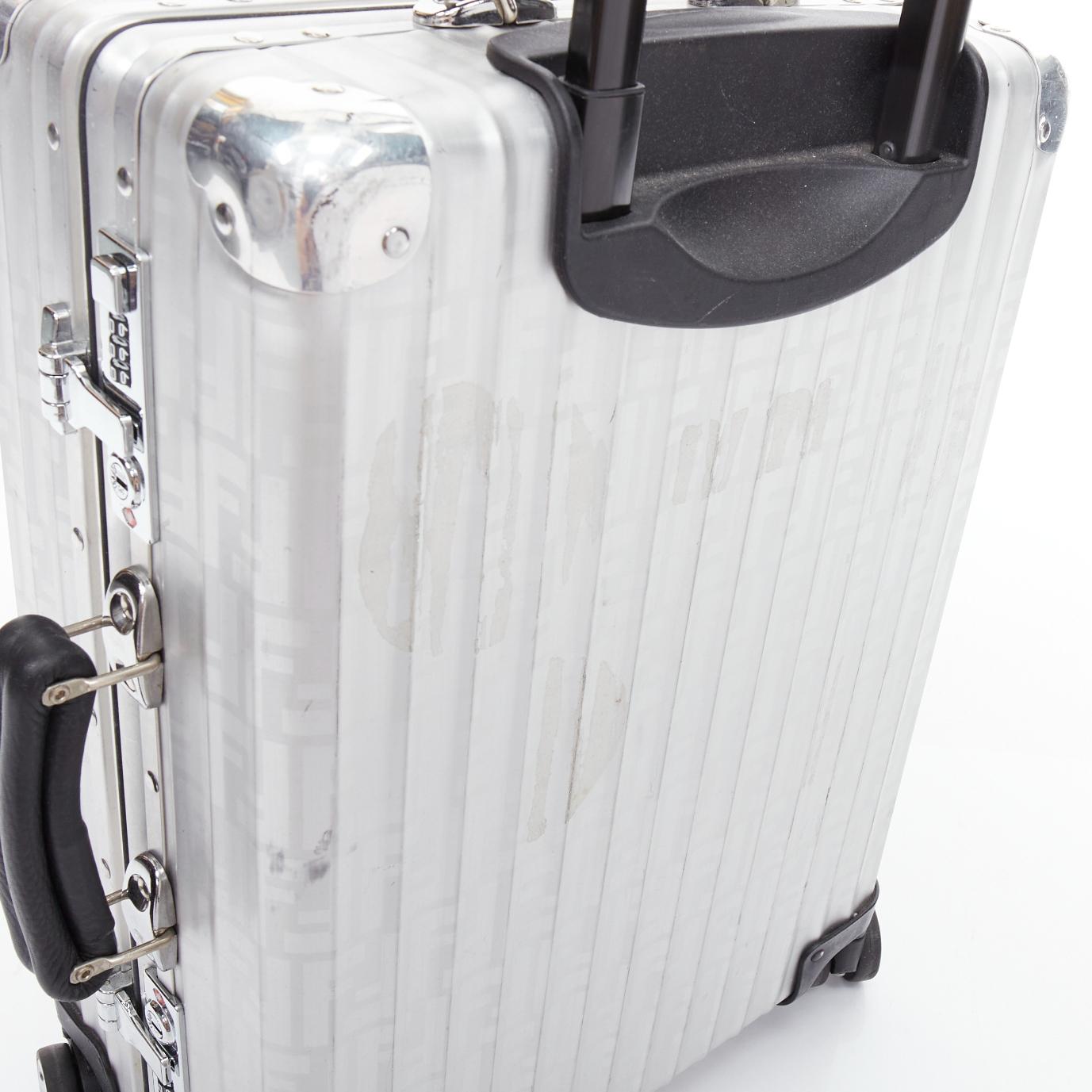 FENDI RIMOWA Cabin Size Zucca monogram silver aluminium trolley suitcase 7