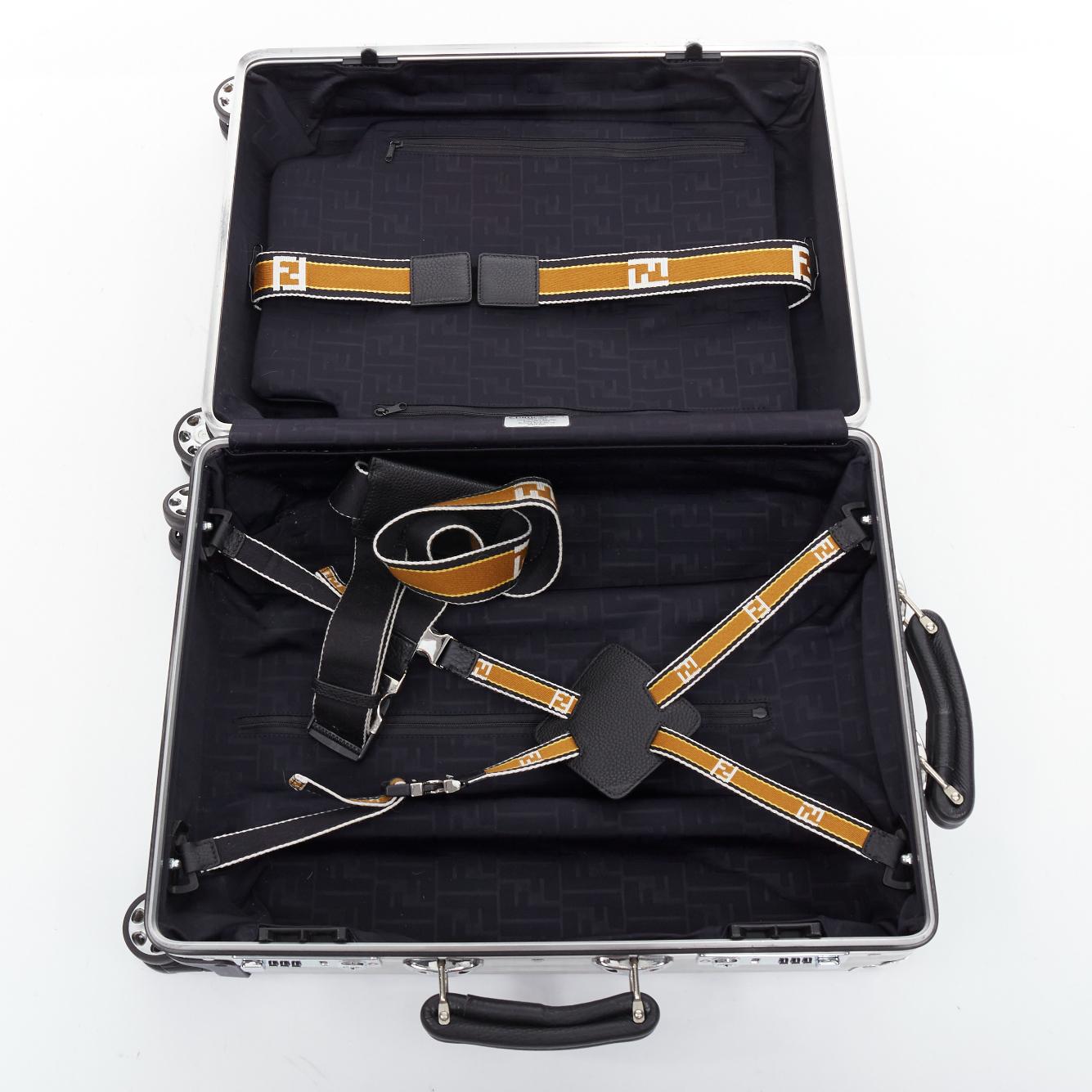 FENDI RIMOWA Cabin Size Zucca monogram silver aluminium trolley suitcase 8
