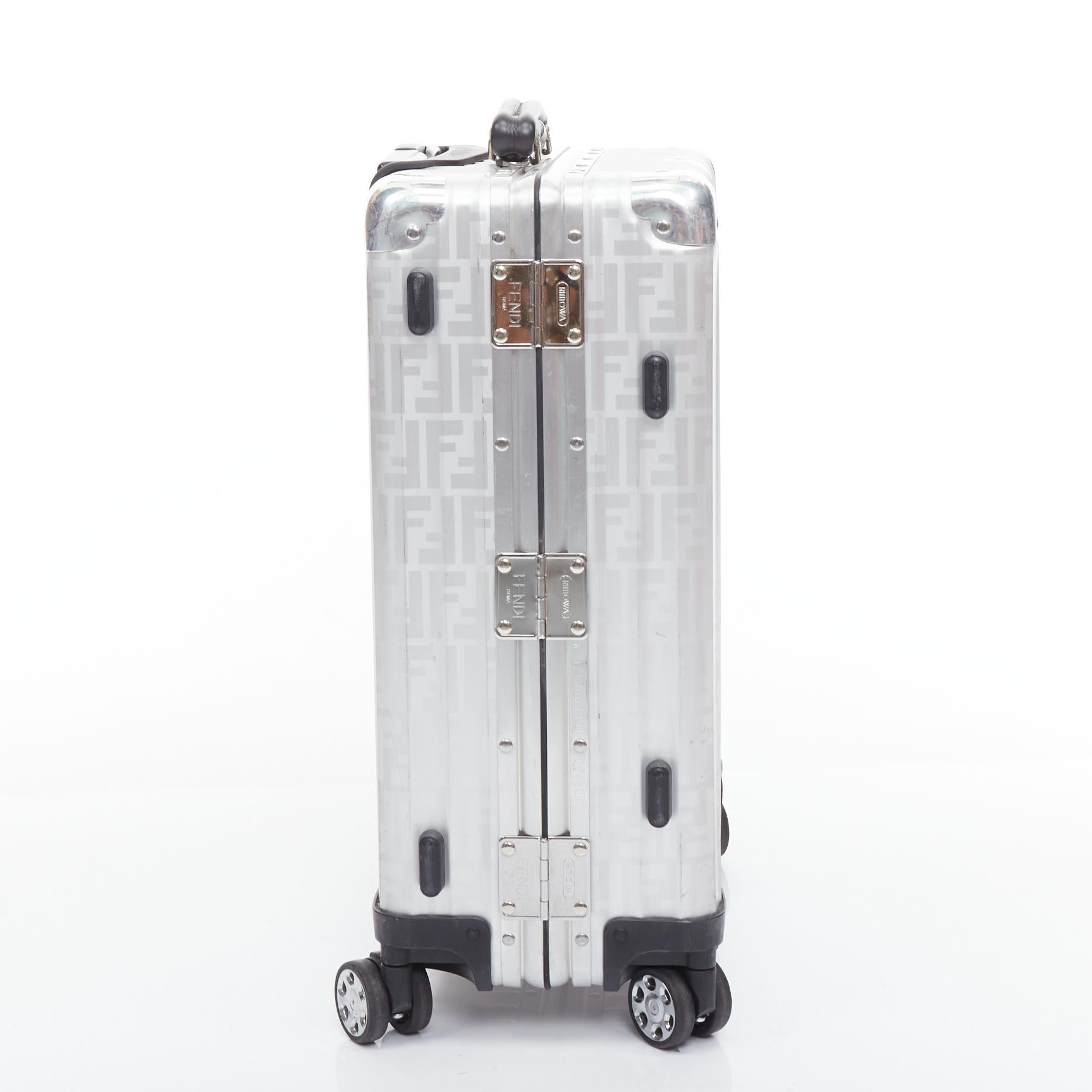 FENDI RIMOWA Cabin Size Zucca monogram silver aluminium trolley suitcase 1