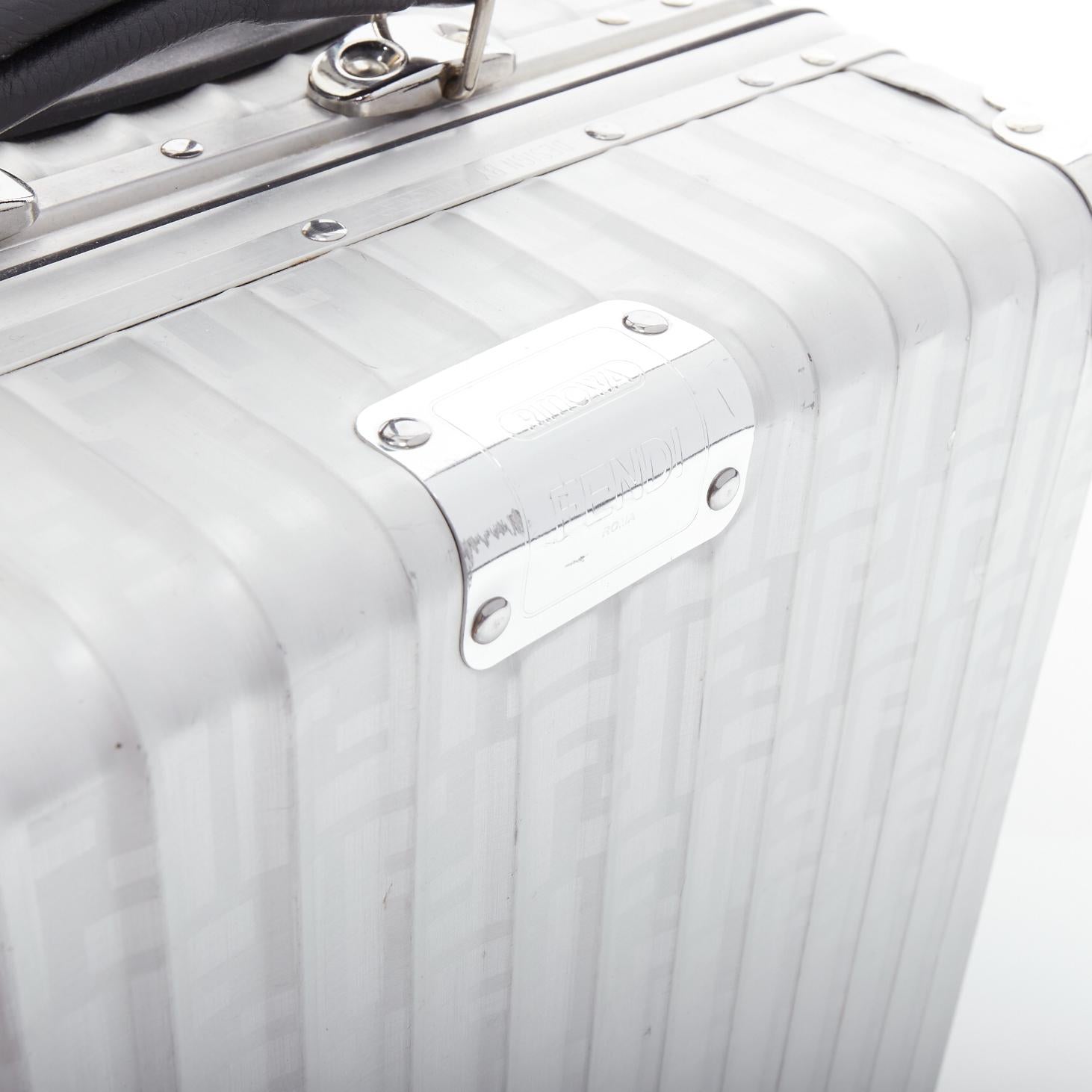 FENDI RIMOWA Cabin Size Zucca monogram silver aluminium trolley suitcase 2