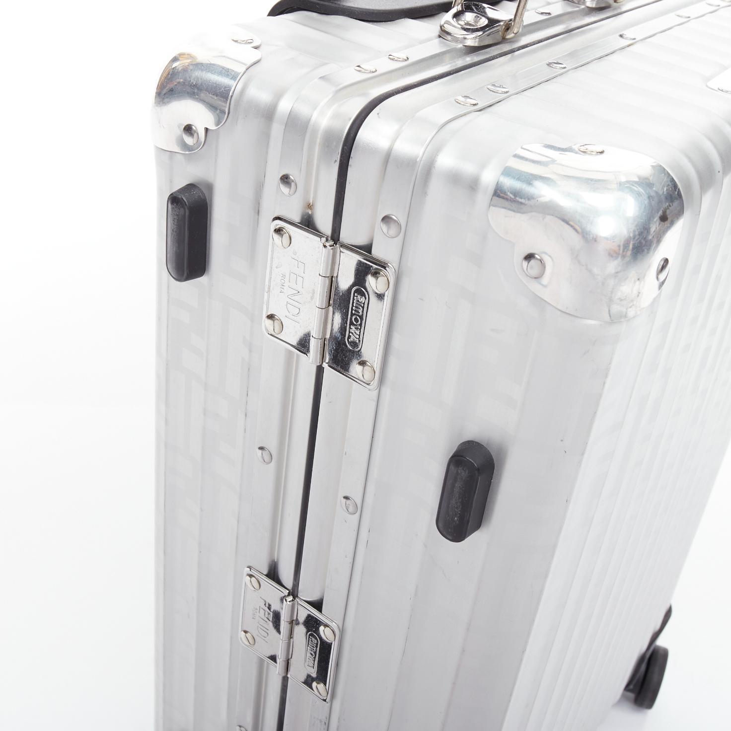 FENDI RIMOWA Cabin Size Zucca monogram silver aluminium trolley suitcase 5
