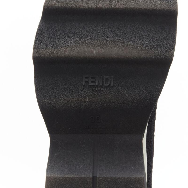 FENDI Rockoko black pearl embellished black sock knit high top sneaker EU36 For Sale 5