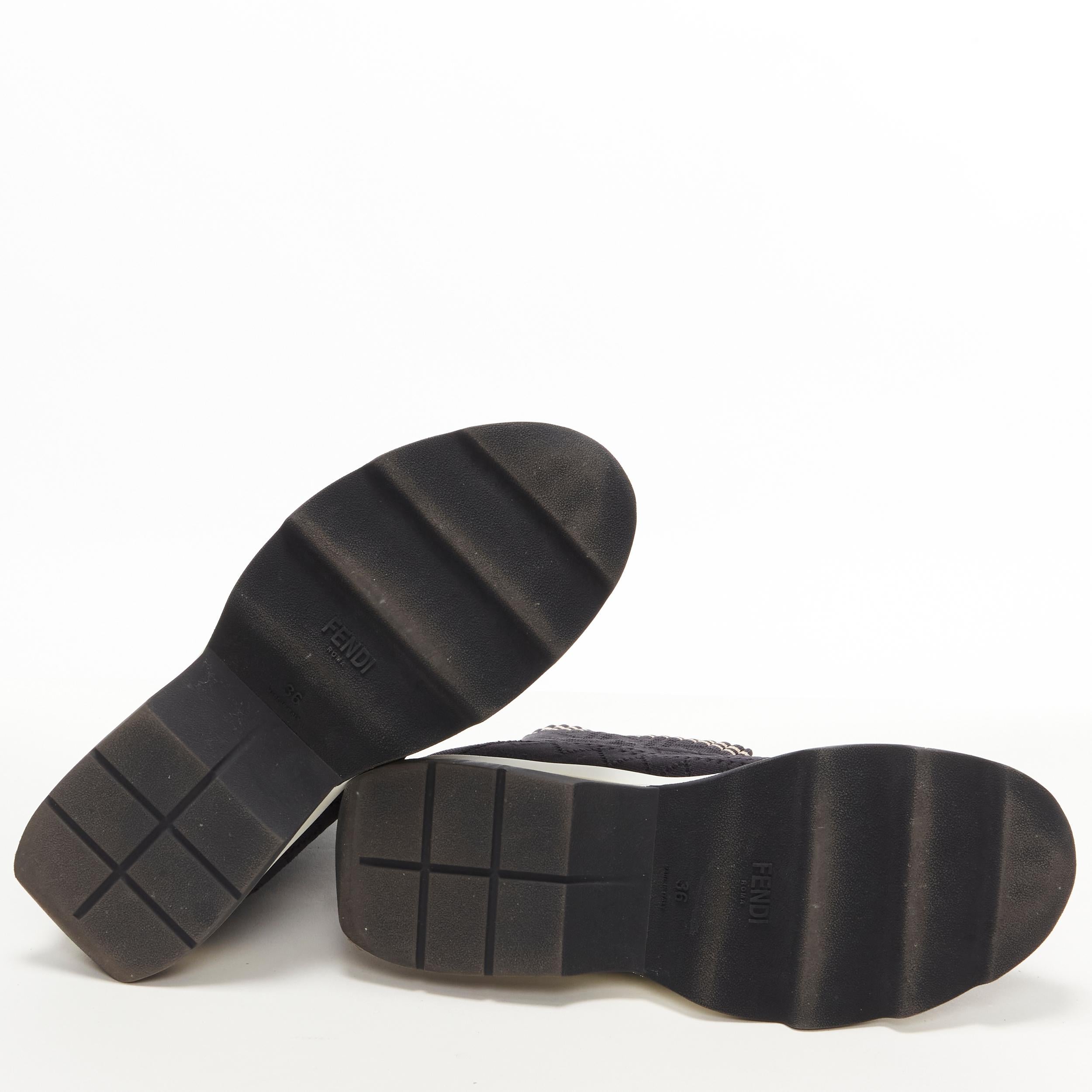FENDI Rockoko black pearl embellished black sock knit high top sneaker EU36 For Sale 3