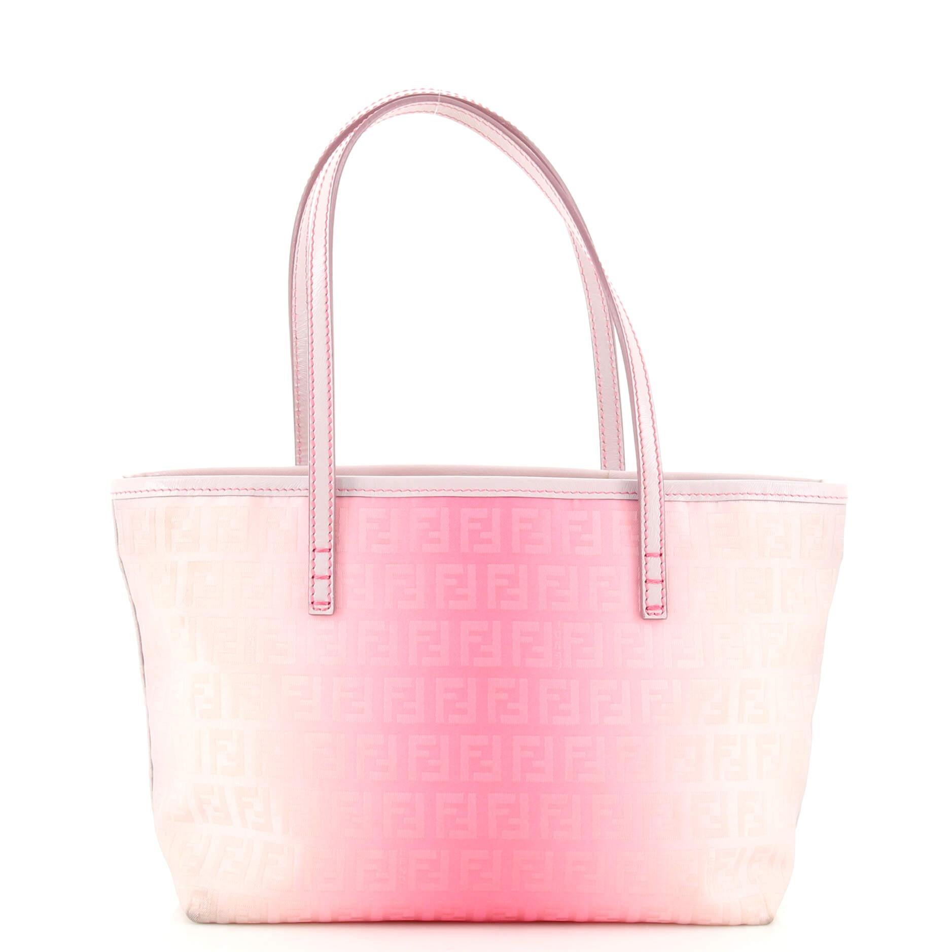 Pink Fendi Roll Tote Ombre Zucchino Canvas Small