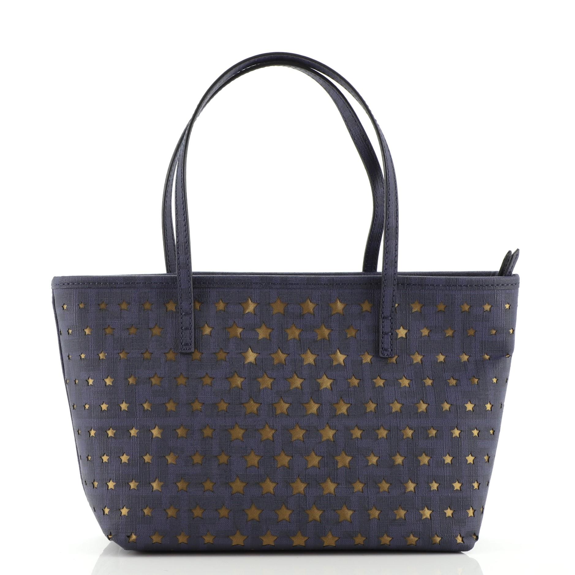Fendi Roll Tote Perforated Zucca Canvas Small In Good Condition In NY, NY
