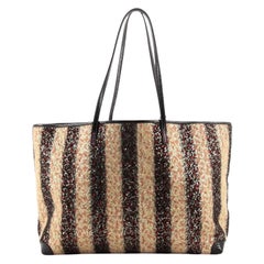 Fendi Roll Tote Striped Sequins and Wool Large