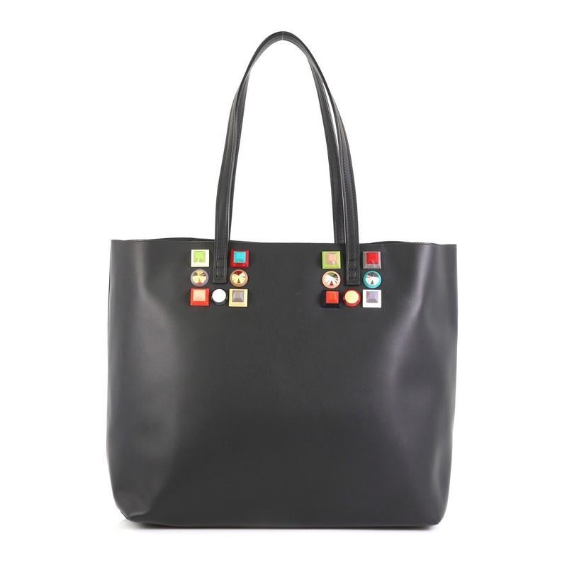 Fendi Roll Tote Studded Leather Medium In Good Condition In NY, NY