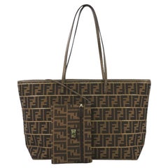 Fendi Roll Tote Studded Zucca Coated Canvas Large