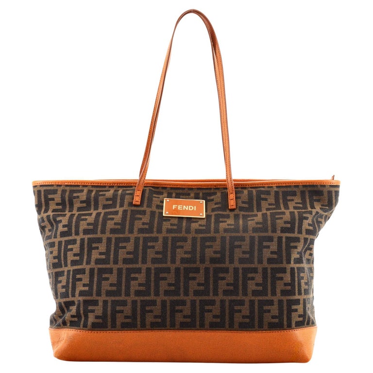 Fendi Roll Tote Zucca Canvas and Leather Large For Sale at 1stDibs