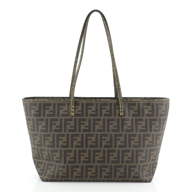 Fendi Roll Tote Zucca Coated Canvas Medium In Good Condition In NY, NY
