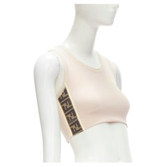 FENDI Roma Activewear light pink FF Zucca cut out sports bra XS