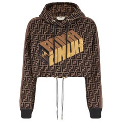Fendi Roma Amor Embroidered Jacquard Cropped Hoodie