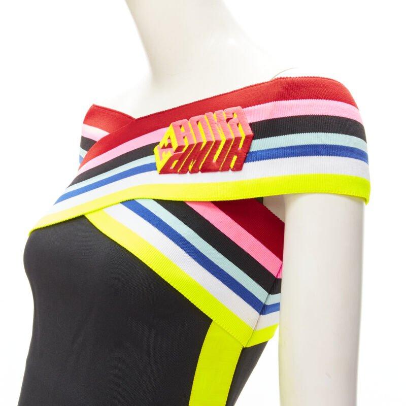 FENDI Roma Amor neon cross strap FF Zucca black bodycon dress XS
Reference: ANWU/A00800
Brand: Fendi
Collection: Roma Amor
Material: Polyester
Color: Black
Pattern: Solid
Extra Details: X-cross straps with Roma Amor logo embroidery. FF Zucca