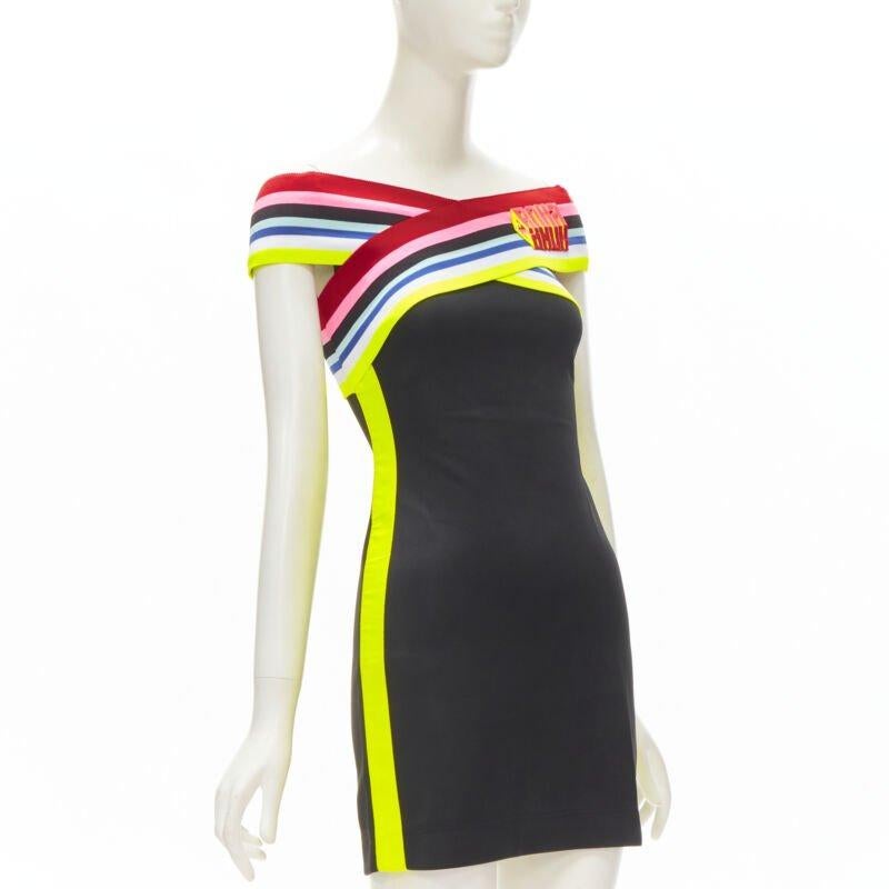FENDI Roma Amor neon cross strap FF Zucca black bodycon dress XS In Excellent Condition In Hong Kong, NT