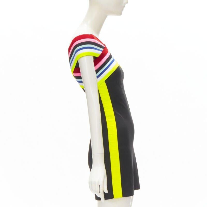 Women's FENDI Roma Amor neon cross strap FF Zucca black bodycon dress XS