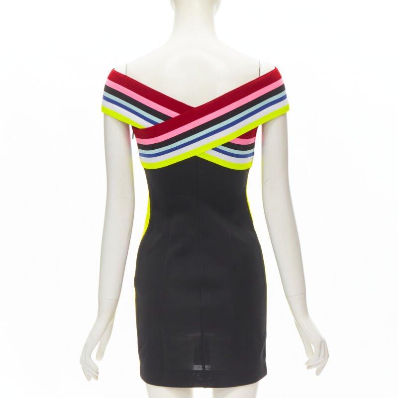 FENDI Roma Amor neon cross strap FF Zucca black bodycon dress XS 1
