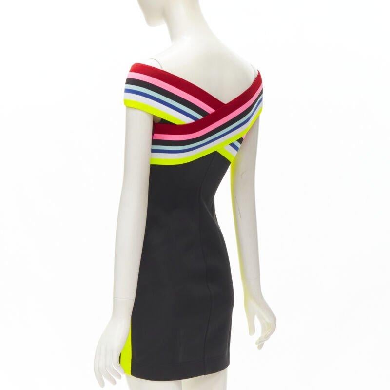 FENDI Roma Amor neon cross strap FF Zucca black bodycon dress XS 2