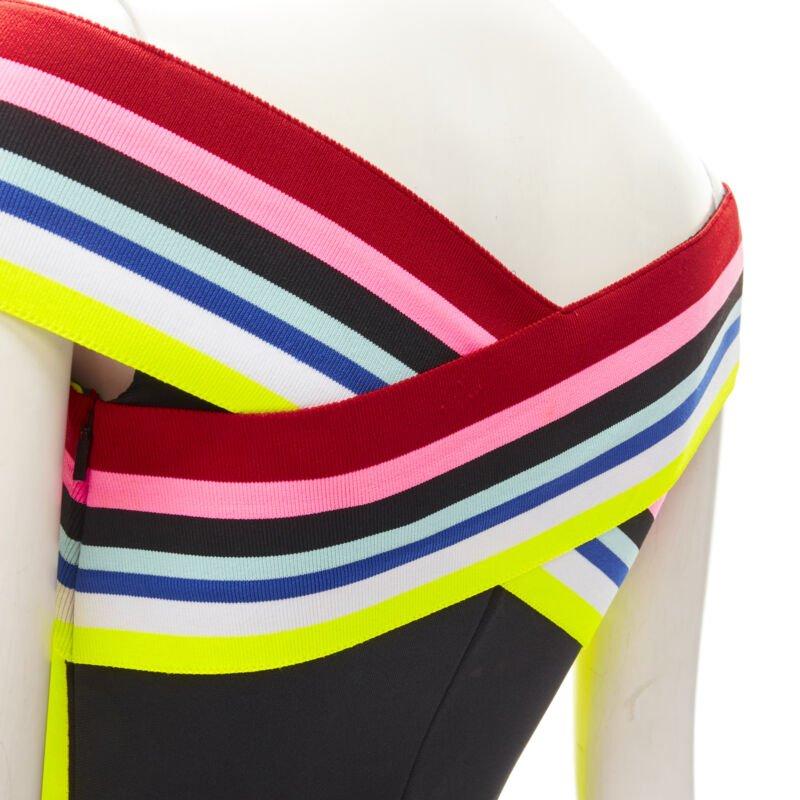 FENDI Roma Amor neon cross strap FF Zucca black bodycon dress XS 4