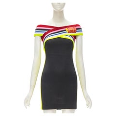 FENDI Roma Amor neon cross strap FF Zucca black bodycon dress XS
