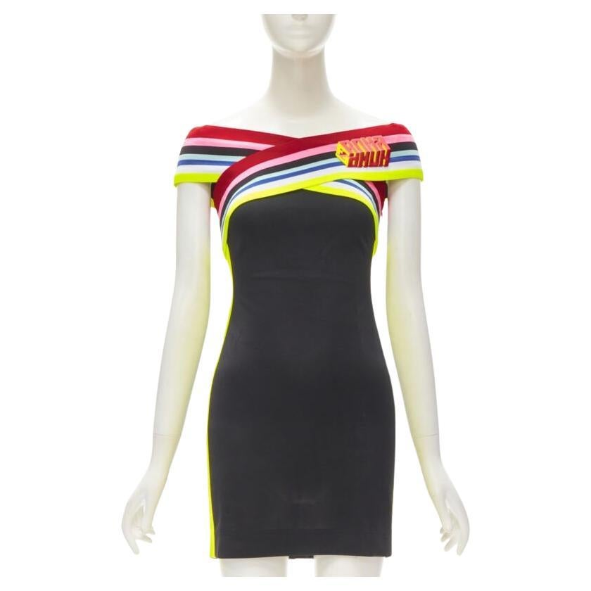 FENDI Roma Amor neón correa cruzada FF Zucca negro vestido bodycon XS en venta