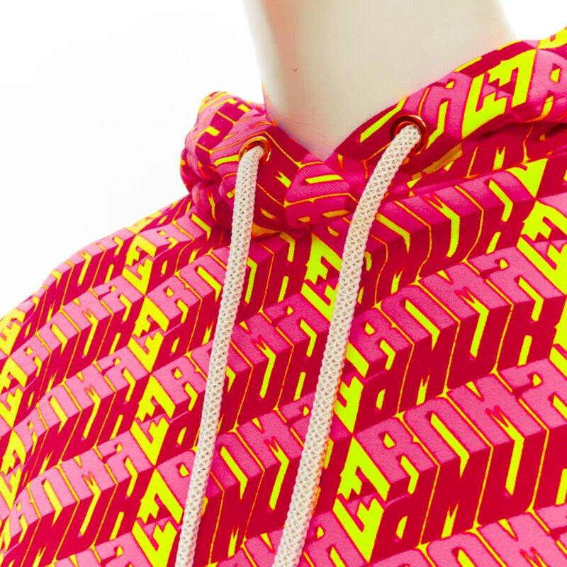 FENDI Roma Amor neon pink yellow FF Zucca monogram cropped hoodie XS 3