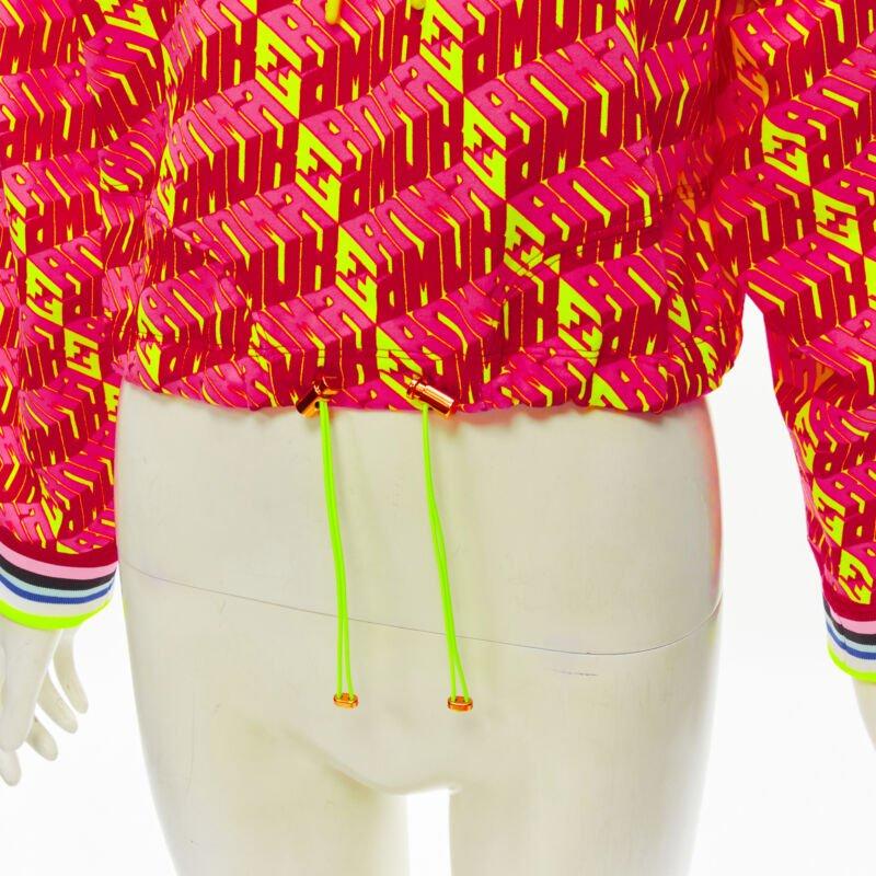 FENDI Roma Amor neon pink yellow FF Zucca monogram cropped hoodie XS 4