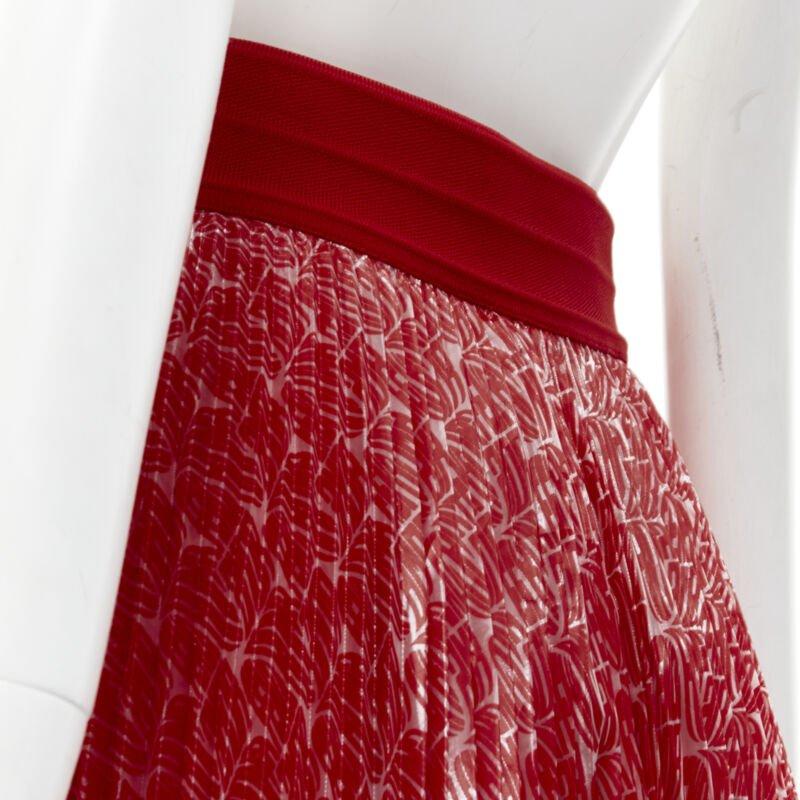 FENDI Roma Amor red graphic print pleated polyester plisse skirt IT42 M 3