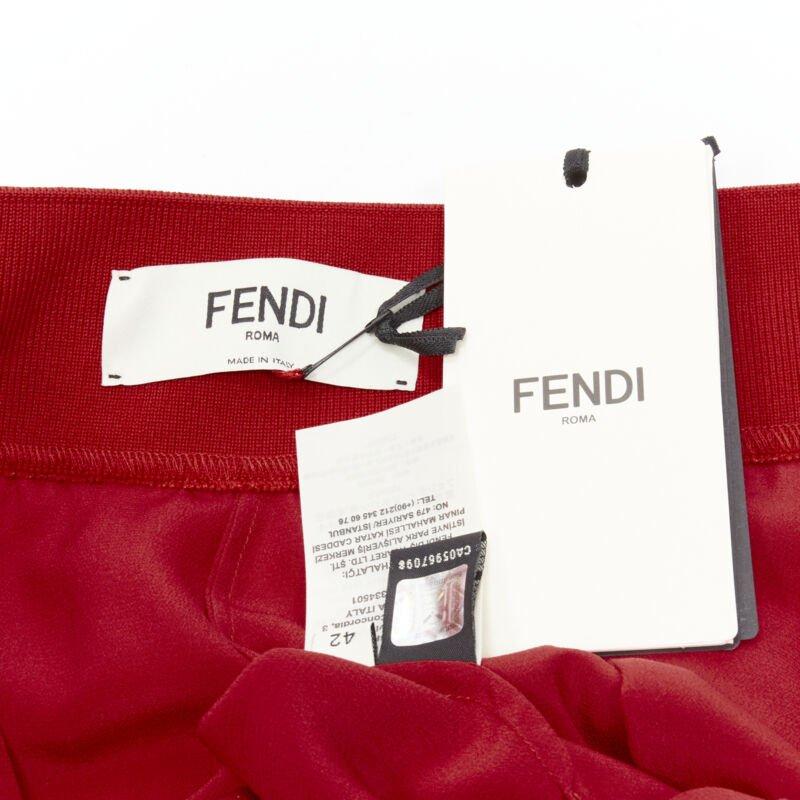 FENDI Roma Amor red graphic print pleated polyester plisse skirt IT42 M 5