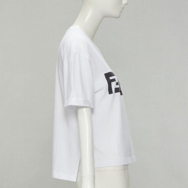 FENDI ROMA black bead embellished FF Zucca logo white tshirt S In Excellent Condition In Hong Kong, NT