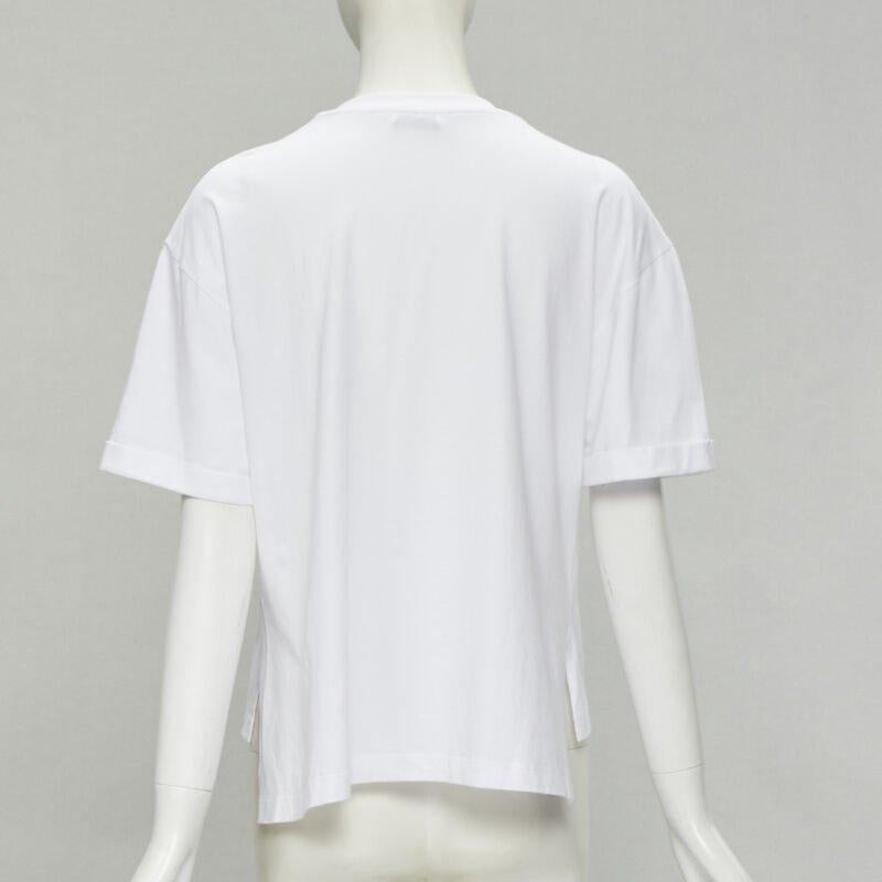 Women's FENDI ROMA black bead embellished FF Zucca logo white tshirt S