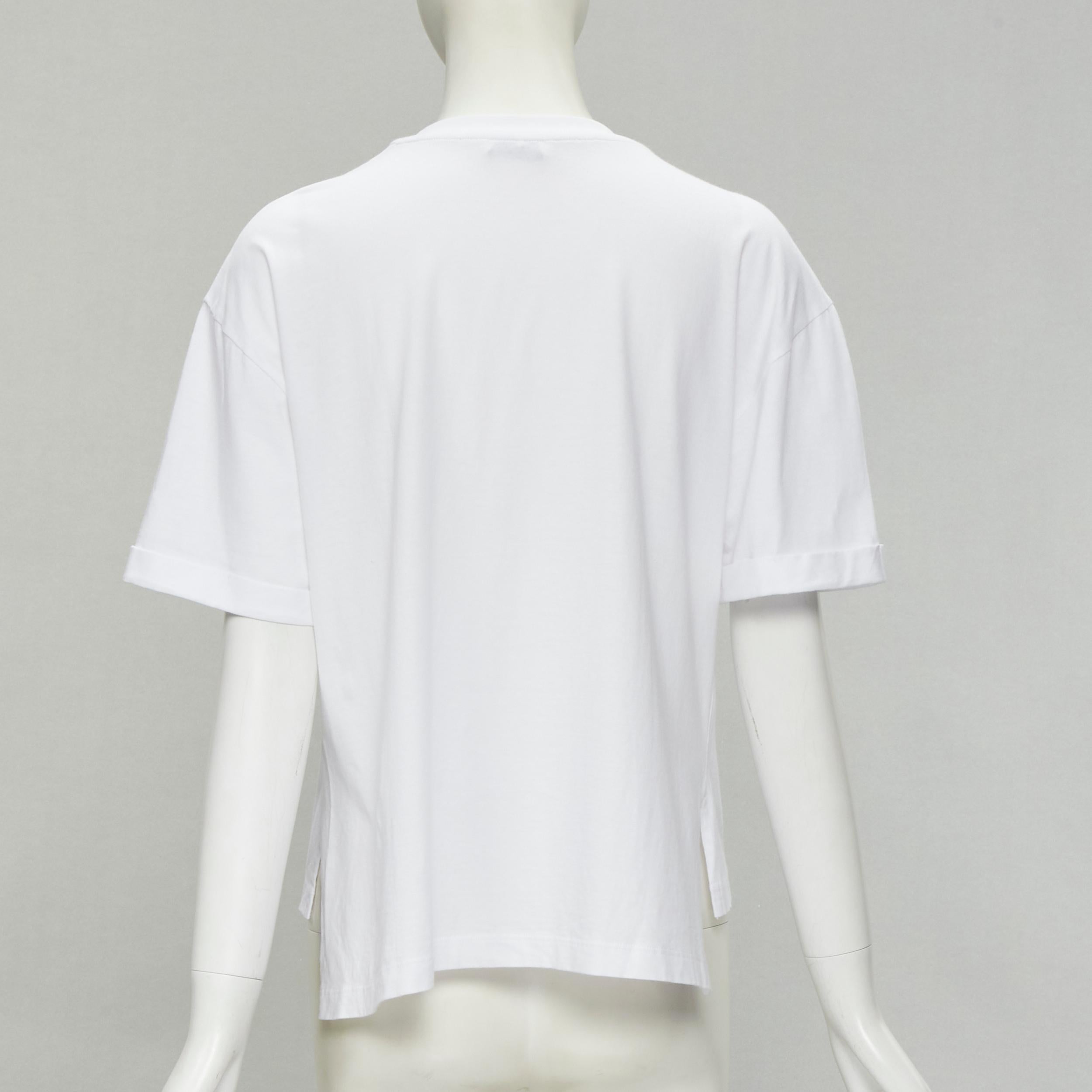 FENDI ROMA Schwarzes, perlenbesetztes FF Zucca-Logo-Weißes Tshirt S Damen im Angebot