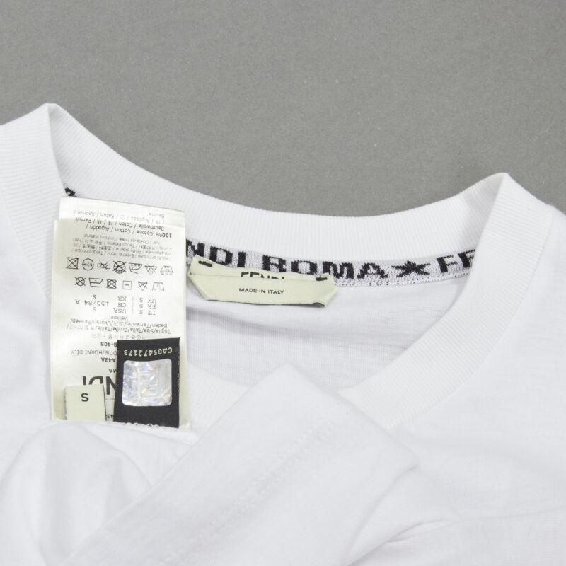 FENDI ROMA black bead embellished FF Zucca logo white tshirt S 4