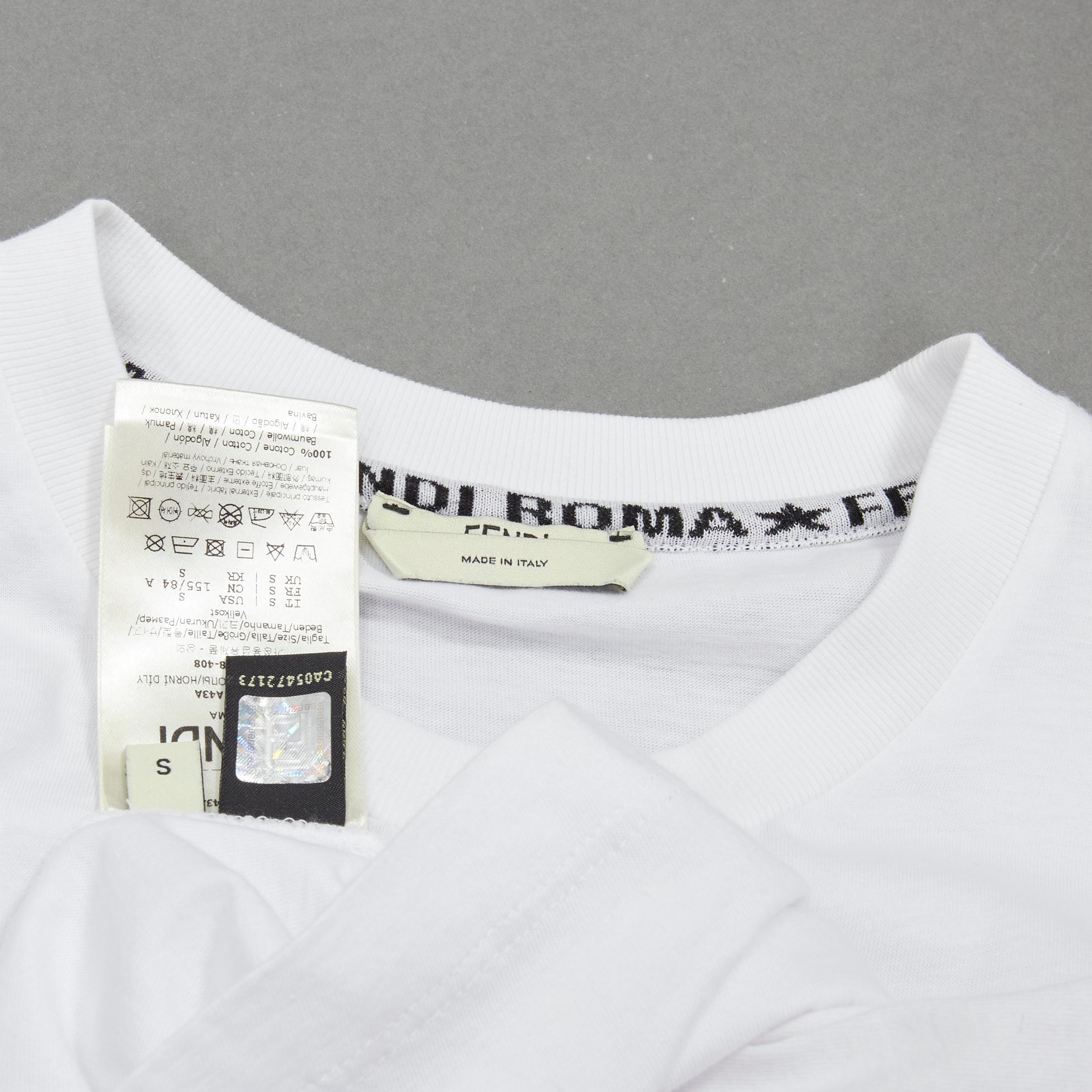 FENDI ROMA Schwarzes, perlenbesetztes FF Zucca-Logo-Weißes Tshirt S im Angebot 4