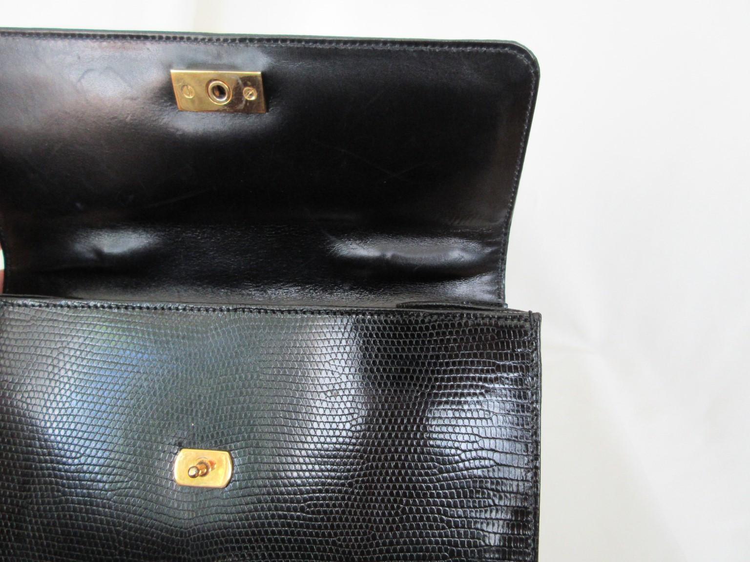 Fendi Roma Black Lizard Petite Hand Bag For Sale 3