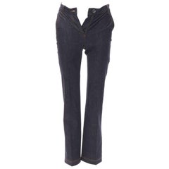 FENDI ROMA Open Your Heart scribble embroidery indigo blue jeans