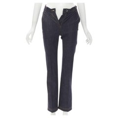 FENDI ROMA Open Your Heart scribble embroidery indigo blue jeans